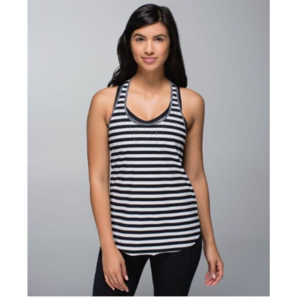 Lululemon Water Bound Singlet Apex Stripe Printed Black Dune Stripe Women's Sz M